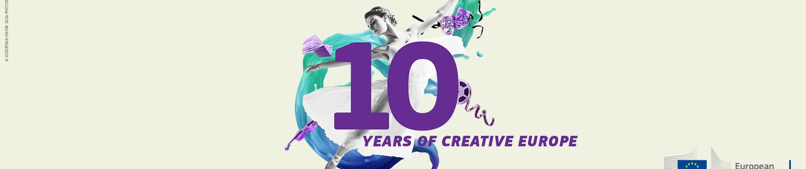 Banner mit Graphik zum 10-Jahresjubiläum von Creative Europe